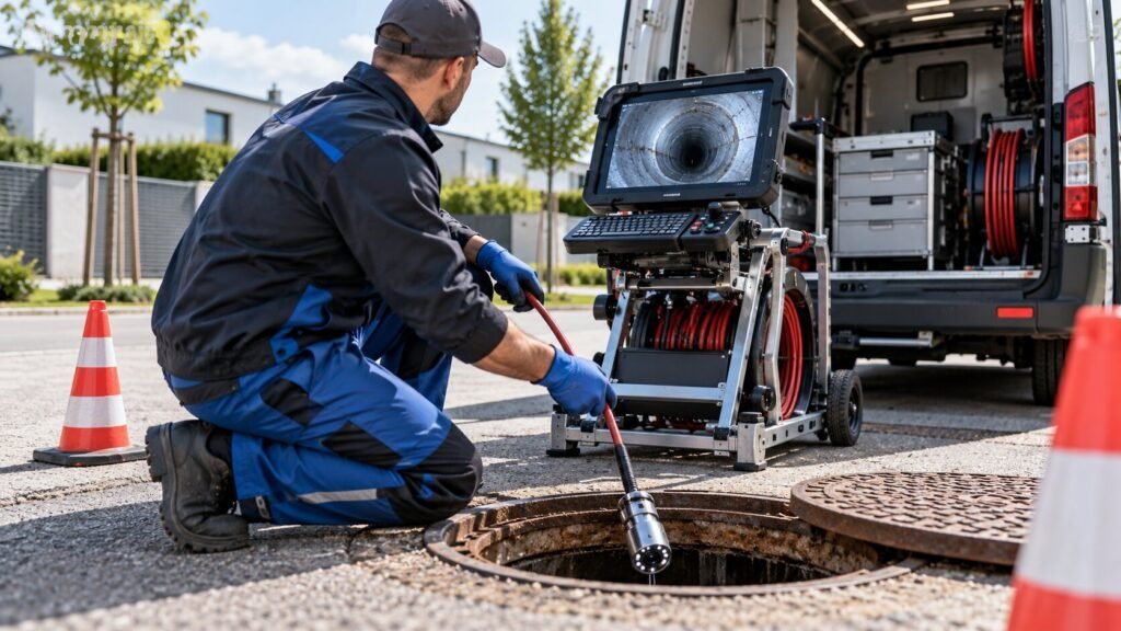 sewer inspection in a suburban street lito kanalservice